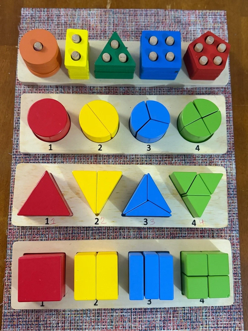 PlayTive Wooden Shape Sorting Puzzle 4 set learning Boards Montessori Toy